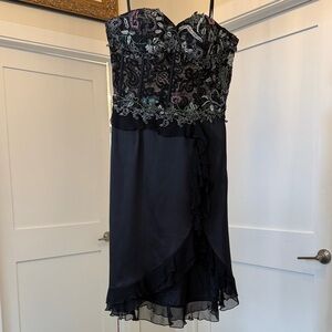 Elegant Black and Purple Lace Dress